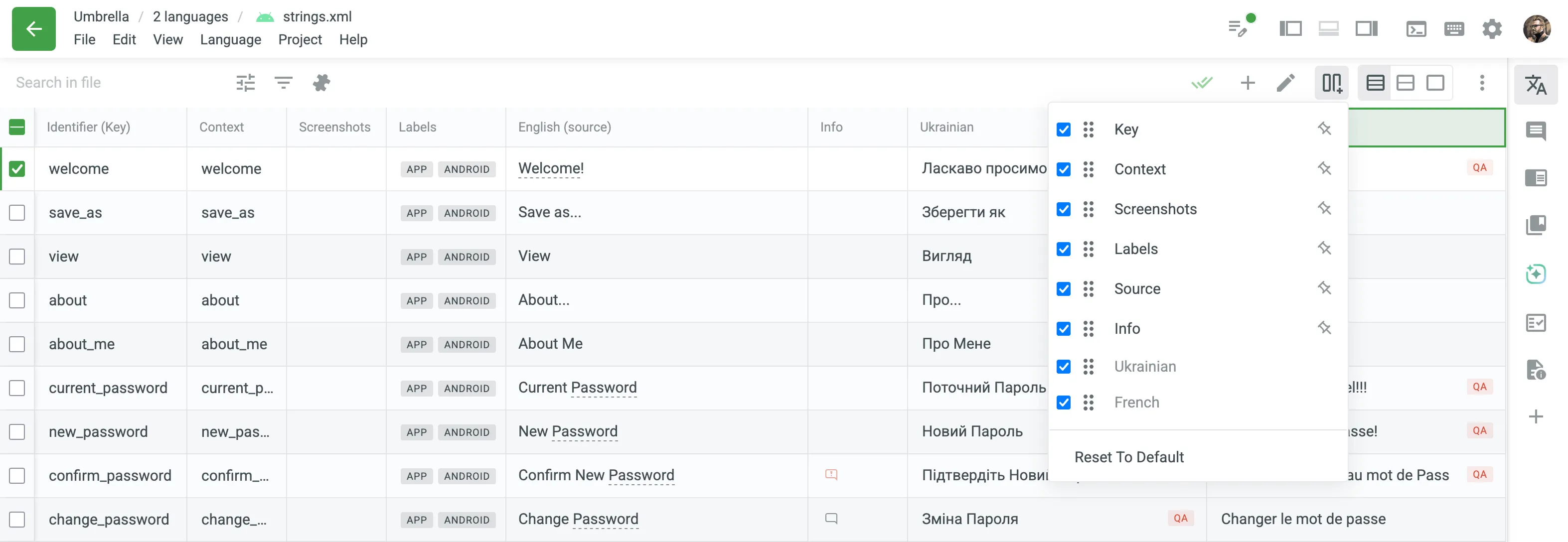Multilingual Modus Grid Zeige